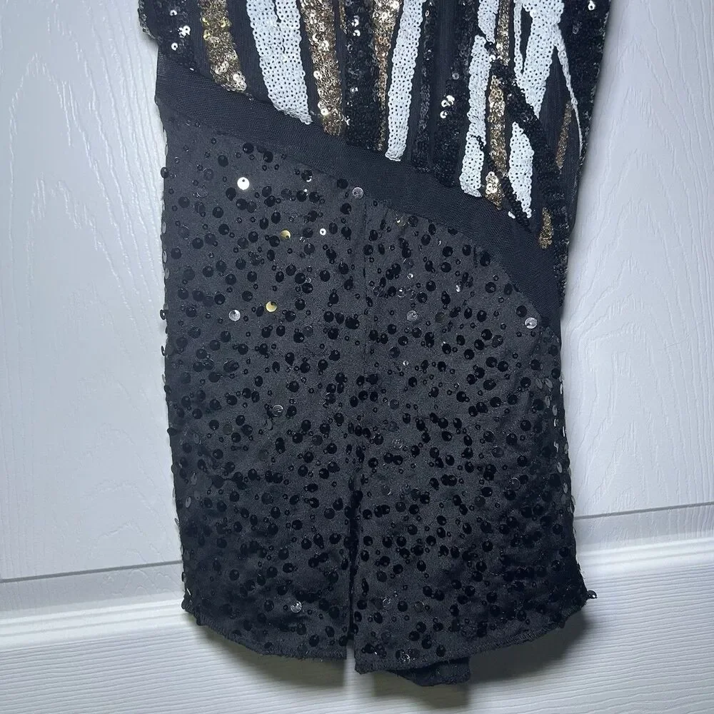 Costume Gallery Youth Girl’s Asymmetrical Sequin Shorts Dance Outfit Size Large